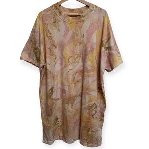 Anthropologie Marble-Print Mini Dress in Pink, Gold, Cream